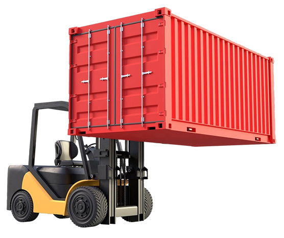 Forklift carrying container